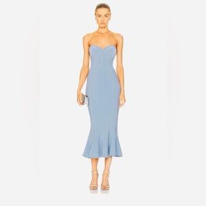 Norma Kamali Sweetheart Corset Mermaid Midi Dress - Soft Blue, XS